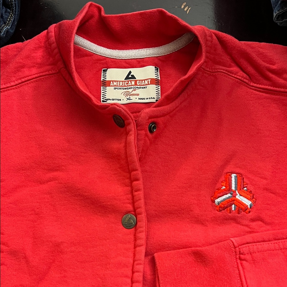 American Giant Vibrant Red Bomber Jacket